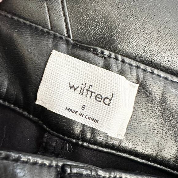Wilfred Aritzia Rebel Black Faux Leather High Rise Straight Tapered Pants 8 - Picture 9 of 10